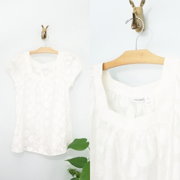 Harve Benard Tops - Harvé Bernard//White Polka Dot Flutter Sleeve Top